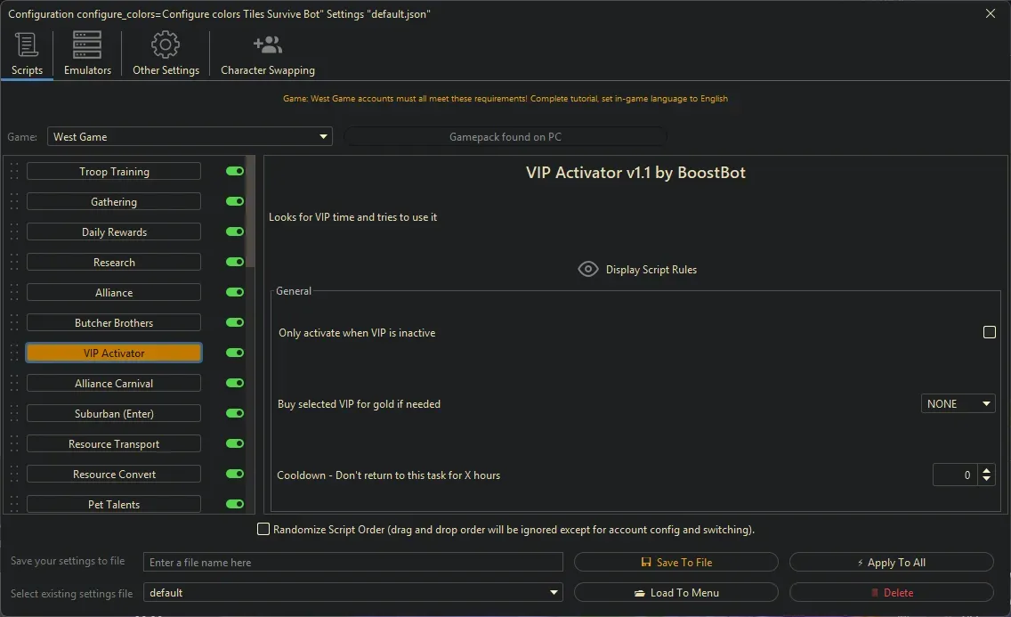 West Game Bot - VIP Activator