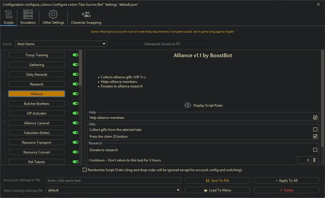 West Game Bot - Alliance