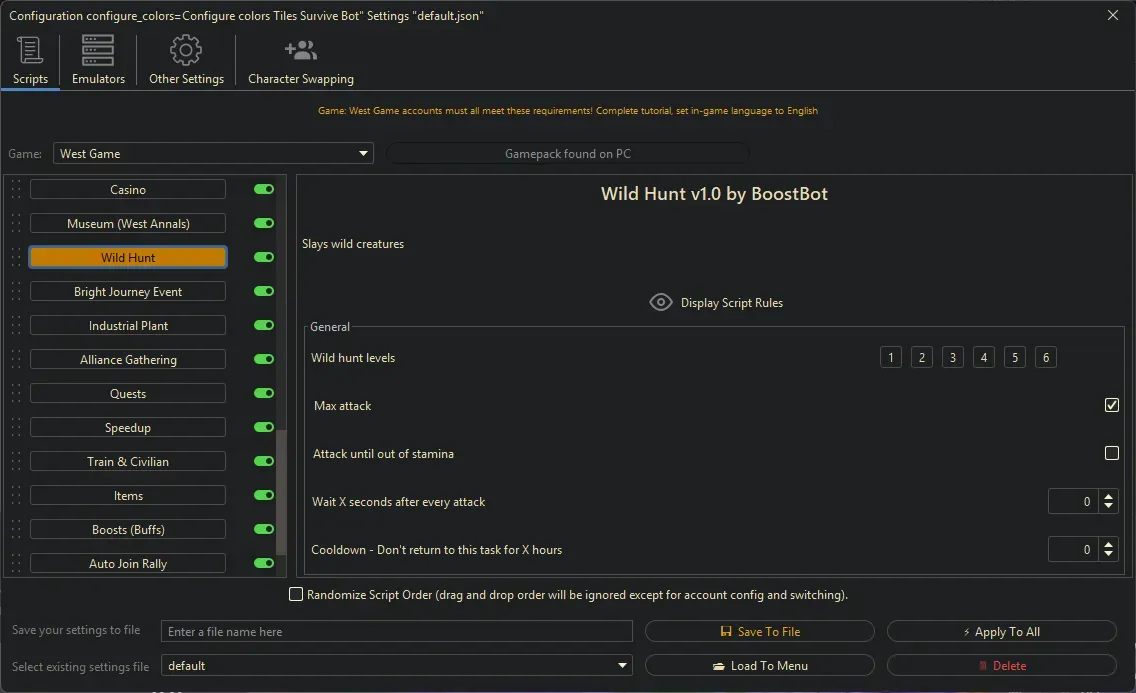 West Game Bot - Wild Hunt
