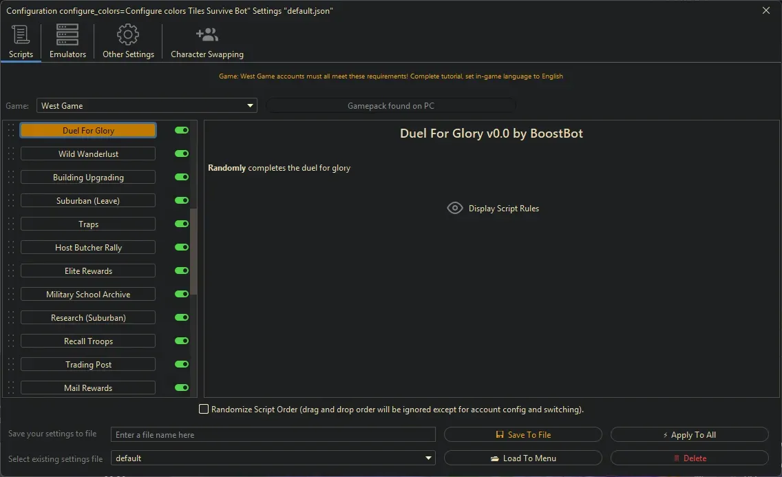 West Game Bot - Duel For Glory