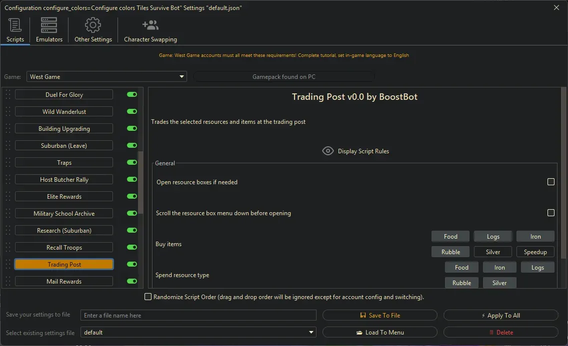 West Game Bot - Trading Post