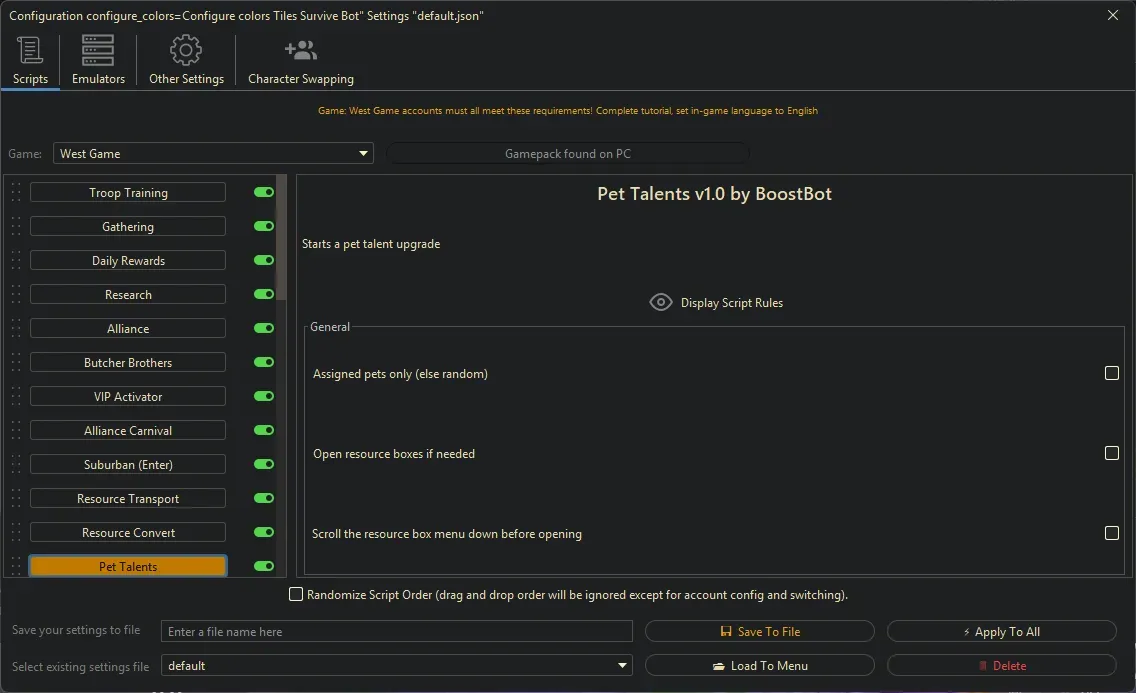 West Game Bot - Gathering