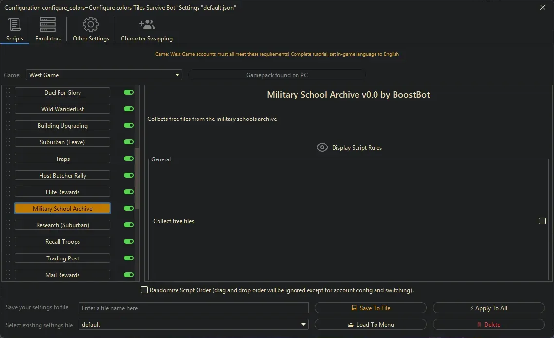 West Game Bot - Military School Archive
